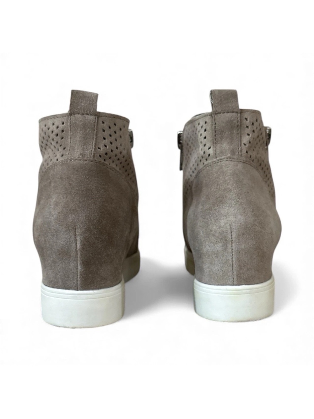 Steve Madden Taupe Perforated Wedge Sneaker Bootie with Side Zip - Picture 3 of 7